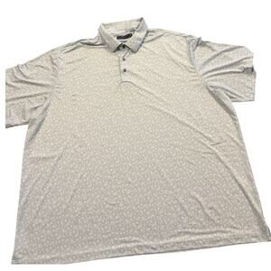 Roundtree & Yorke Polo Shirt Mens 4XLT Light Blue Paisley Print Performance Golf